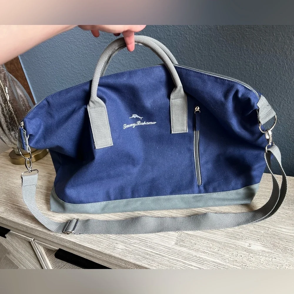 Tommy Bahama Navy and Gray Duffel Bag